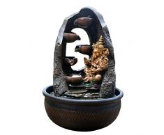 Zen Light SCFR1798 - Fontana da Interno con Pompa e Illuminazione LED, in Resina, Marrone, Taglia Unica