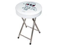 laroom Sgabello, Acciaio Inox Legs/plymadera-PVC Cushion, Bianco