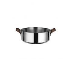 Alessi edo | PU102/24 - Casseruola Bassa a Due Manici in Acciaio Inox, Manici in Acciaio Inox con Rivestimento in PVD, Marrone