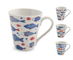 Royal Norfolk Set 6 Tazze Mug, Porcellana, Decoro Pesci, cc300