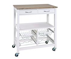 HAKU Möbel 40331 Carrello da cucina, 68 x 84 x 37 cm, Bianco/rovere chiaro