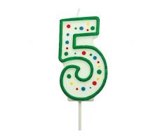 PME CA055 Candela Numero 5 Piccola, Cera, Verde, 4.3 cm