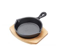 Kitchencraft ARTFRY20 Artesa Mini Padella in Ghisa con Sottopentola, 13 cm, con tagliere in legno di acero