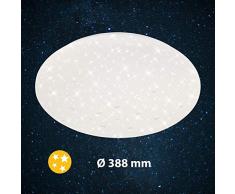 Briloner Leuchten Plafoniera a LED, Lampada da soffitto con Fantasia a Stelle e Cristalli, 18 Watt, 1.600 Lumen, 4.000 Kelvin, Bianca, Ã 38,8 cm