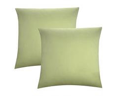 Biberna 0077144Â Jersey di federe in 100% Cotone con Cerniera, Confezione da Pezzi, 40Â x 40Â cm Verde Pistacchio, 27Â x 18Â x 2Â cm