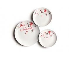 Excelsa Christmas Servizio Tavola, Porcellana, Bianco/Rosso, 18 Pezzi