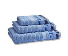 Catherine Lansfield TWB3-9043-WBS Asciugamano Garrat, fantasia a righe, 140 x 90 cm, Blu (indaco Chambray)
