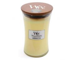 Woodwick Hourglass Candela Profumata Grande con Stoppino Scoppiettante, Lillà , Fino A 130 Ore, Beige (Citronella e Giglio)