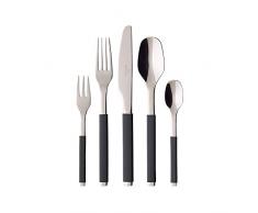 Villeroy & Boch S+ Cosy Grey Posate da Tavola per 6 Persone, Impugnatura con Rivestimento in Silicone, 30 Pezzi, Acciaio Inossidabile, Grigio