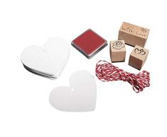 Rayher 68029000Â set timbri ÂÂwith loveÂÂ gomma su supporto in legno 3 motivi etichette e spago bicolore per decoro regali fai da te personalizzati decorazioni biglietti dÂÂauguri
