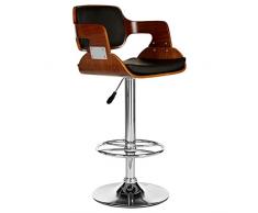 Premier Housewares 2402291 Sgabello in Legno di Noce ed Ecopelle, Base Cromo, 89-110x39x46 cm, Nero