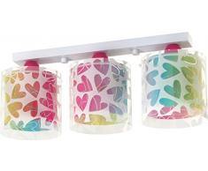 DALBER 41183 Cuore 3 Light lampada del soffitto, colore rosa/rosso / verde/blu, led, plastica