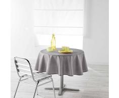 Douceur d Interno Tovaglia Rotonda (0) 180 cm Chambray Uni patinata Newton, Poliestere, Grigio, 180 x 180 cm