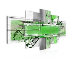 Runa Art 107851c - Quadro astratto in tessuto non tessuto, 200 x 100 cm, formato XXL, decorazione da parete per soggiorno, casa, stampa artistica, verde, 5 pezzi, made in Germany, pronto da appendere