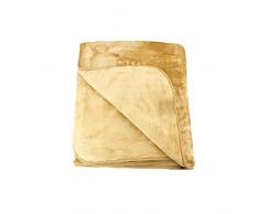 Amago 40024-70-2040 - Telo arredo/ Copriletto matrimoniale/ Copridivano in microfibra effetto cachemire, XXL, 220 x 240 cm, colore: Sabbia