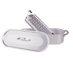 Pentole Agnelli ALMA11850 Pesciera con Griglia, Coperchio e Maniglie, Alluminio, 50 cm