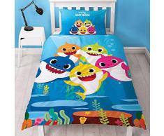 Baby Shark Song - Copripiumino Double-Face per Letto Singolo, con Federa in Policotone