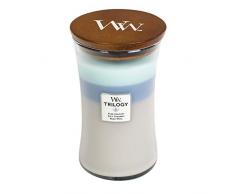 Woodwick Trilogy Candela profumata a Clessidra Grande con Pluswick Innovation, Tessuti accoglienti