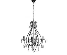 Premier Housewares Lampadario Dominique, 4 Braccia, Struttura Ferro Cromato, Cristallo e Vetro