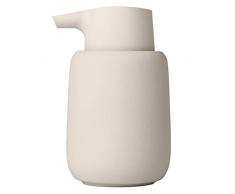 blomus Sono Dispenser di Sapone Liquido, Ceramica, plastica, Silicone, Raggio di Luna, H 14 cm, T 9,5 cm, Ã 8,5, V 0,25 l