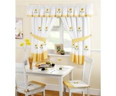 Elizabeth Arden Tende plissettate, da Cucina, con fermatenda, Motivo Girasoli, Rosso/Bianco, 117 x 122Â cm, Tessuto, Red/White, 168 x 122 x 0.1 cm