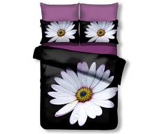 decoking Premium 01059Â biancheria da letto 135Â x 200Â cm con 1Â federa 80Â X 80Â microfibra 3d nero completo letto lenzuola singolo fiori motivo floreale bianco bianco nero giallo Yellow Daisy