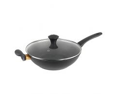 Salter BW07482AR Diamond Gold Edition Non-Stick, Forged Aluminium Wok with Glass Lid, 28cm, Aluminum, Nero/Oro, 28 cm