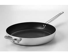 Pentole Agnelli ALSA111S45 Padella Diritta Antiaderente A Friggere Spessore 3 Millimetri E Manico Tubolare Inox, Diametro 45 cm