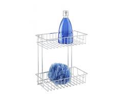 Wenko 20633100 Mensola 2 piani Classic - fissaggio senza trapano, Acciaio, 24 x 36 x 14 cm, Cromo