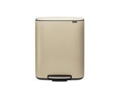Brabantia Bo Pedal Bin Pattumiera per Raccolta differenziata, Acciaio, Mineral Golden Beach, 2x30 Litri