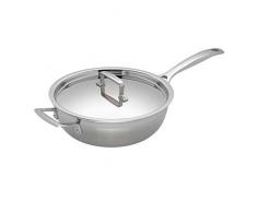 Le Creuset Pentola Antiaderente con Coperchio, Ã 24 cm, Acciaio Inox, PFOA Free, Compatibile con Tutte le Fonti di Calore (Induzione Inclusa)
