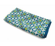 Galileo Casa Geometric Tovaglia Antimacchia, PVC-Poliestere, Blu/Verde, 240x140x0.1 cm