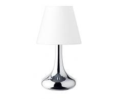Trio Leuchten Trio 5960011-01 Touch Me Lampada da Tavolo con Paralume in Tessuto, 15 cm, Bianco E14, 40 W, 28x15 centimeters