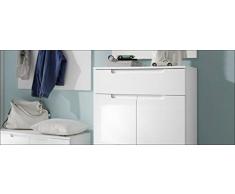 Dynamic24 - Scarpiera Spice, in MDF Bianco Lucido, con cassetto