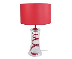 Tosel 62889 - Lampada da tavolo Trompeta, in metallo, vetro, 100 W E27, rosso, E27