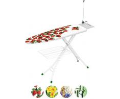 GIMI Prestige Asse da Stiro, con Portacaldaia, con Griglia Portabiancheria, per Mancini, con Antenna Tendifilo, Regolabile in Altezza, Metallo, Colori assortiti, 144 x 38 x 90 cm