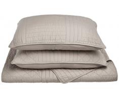 Superior - Set Trapunta Williams, 229 x 234 cm, 3 Pezzi, Cotone 100%, Morbido, Grigio