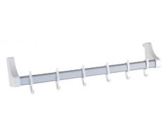 WENKO 4340011100 Appendiabiti sopraporta alluminio bianco - 6 ganci, Acrilonitrile Butadiene Stirene (ABS), 57 x 13 x 12 cm, Bianco