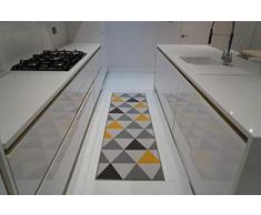 Serdim Rugs Gelback Tappeto Antiscivolo dal Design Geometrico per Cucina e corridoi Multiuso â tappetini, Oro, 67x220cm(22 x73)