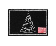 JVL Festive Christmas Sparkle Singolo Albero di Natale zerbino in Fibra di Cocco, 40Â x 60Â cm, Nero