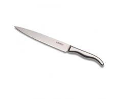 Le Creuset 98000420000100 Coltello per affettare, Lama Damasco 18/8 da 20 cm con Filo Liscio, Manico in Acciaio Inox, Inossidabile, Argento