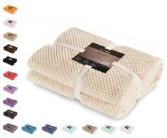 DecoKing- Coperta Matrimoniale in Microfibra, Pile Morbido, Tessuto, 220 x 240 cm, Beige