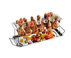 Gefu GE89259 - Supporto per Cosce di Pollo, Barbecue, in Acciaio Inox, 43,5 x 15,8 x 15,5 cm