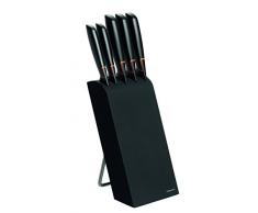 Fiskars Ceppo di design con 5 coltelli, Larghezza: 15,5 cm, Altezza: 37 cm, Betulla, Nero, Edge, 1003099