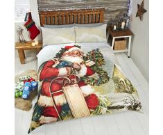 Rapport - Set Copripiumino di Babbo Natale in Poliestere-Cotone, Multicolore, per Letto Matrimoniale King Size