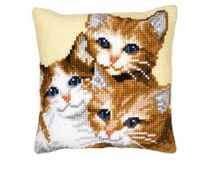 Vervaco, PN-0008498, Cuscino con Kit per Punto Croce, Motivo: Gatti, Multicolore (Multicolor)
