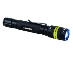 VELAMP Kost Torcia LED 140 Lumen CREE XPE-R3 con Funzione Zoom ed Interruttore Tattico. in Alluminio A-Grade, Super Leggera e Resistente. Impermeabile. 3 W, Nero, 2.8x2.8x15.6 cm