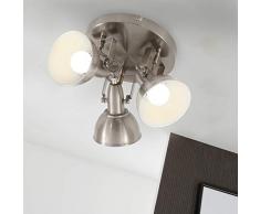 Briloner Leuchten - Plafoniera con 3 faretti girevoli e orientabili, design retrò/vintage, in metallo, colore: bianco satinato