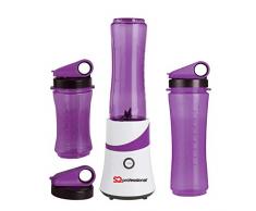 SQ PRO Smoothie Maker spremiagrumi - frullatore tritaghiaccio 300 W con 3 Bottiglie Xtravel (Viola)
