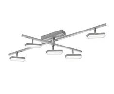 Reality Bondy Plafoniera, 5 Spots LED, Diffusore Rettangolare, Telecomando, Effetto RGB Integriert, 4 W, Nichel Opaco, 7,7 x 95 x 18 cm